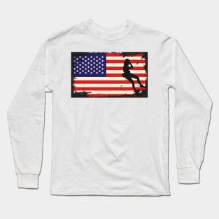 Usa American Flag Rock Climbing - Mountain Climbing Long Sleeve T-Shirt